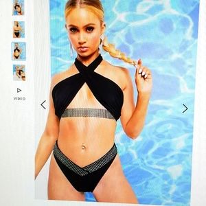 Diamond Cross neck bikini top